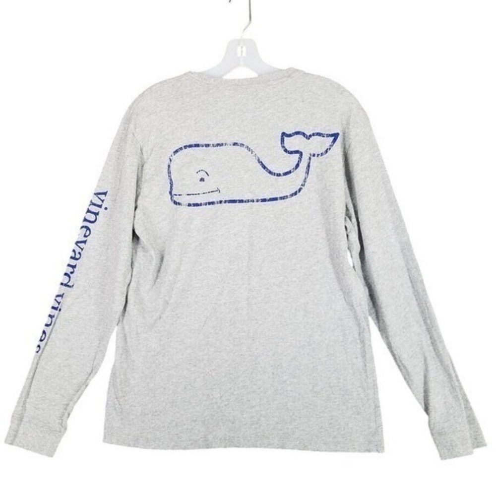 Vineyard Vines Long Sleeve T-Shirt Mens S Gray Whale Logo Pocket Tee Casual